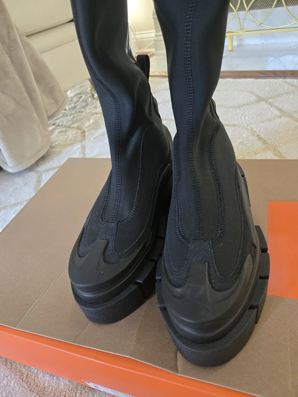 Ivy Park x Adidas Women's Super Sleek Long Boots Over-The-Knee Noir Size 8